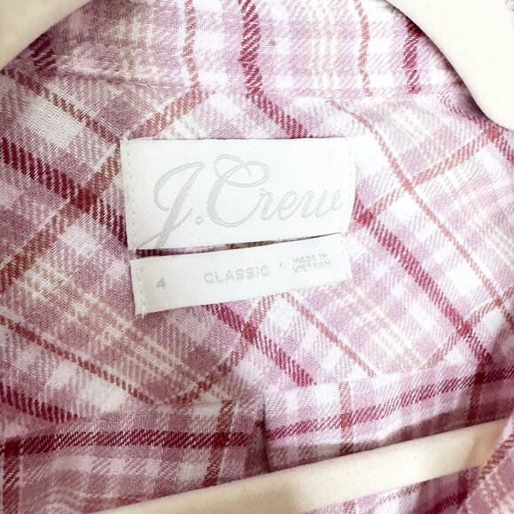 J.Crew Womens Button-Up Shirt Flannel Plaid Long Sleeve Classic-Fit Pink Size 4 - Picture 5 of 7